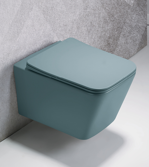 Rimless Wall Hung WC With Slim UF Seat Cover ( Seafoam Green ) – Aquant India